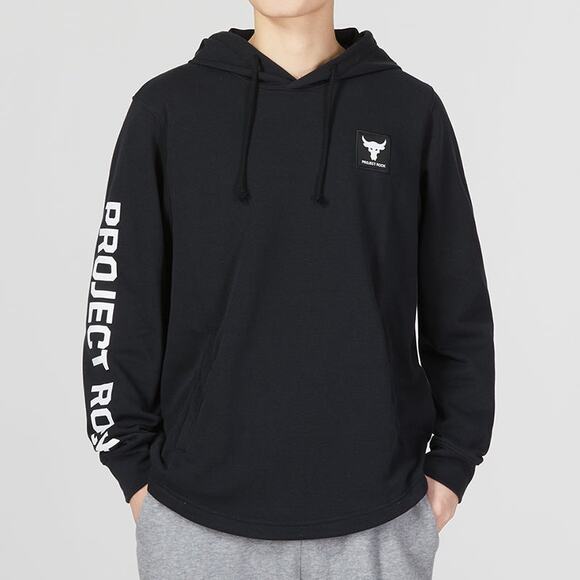 NWT Under Armour Men's Project Rock Terry Hoodie in Black sz Large - Picture 1 of 8
